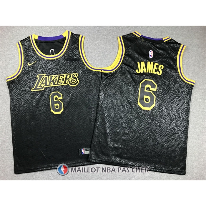 Maillot Enfant Los Angeles Lakers LeBron James NO 6 Mamba 2021-22 Noir